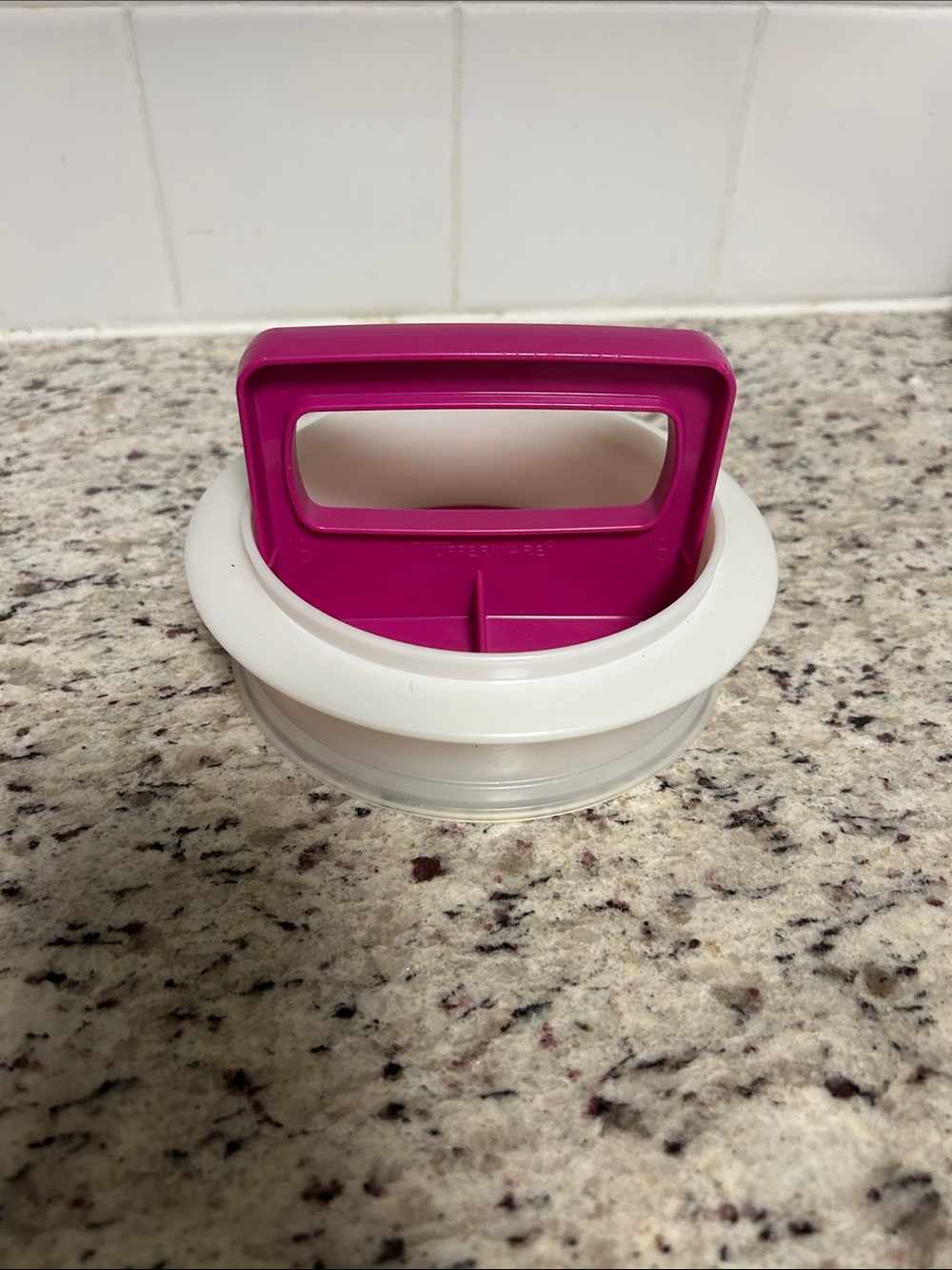 Tupperware Hamburger Press Round 3 Piece Pink White & Frosted Sheer Vintage